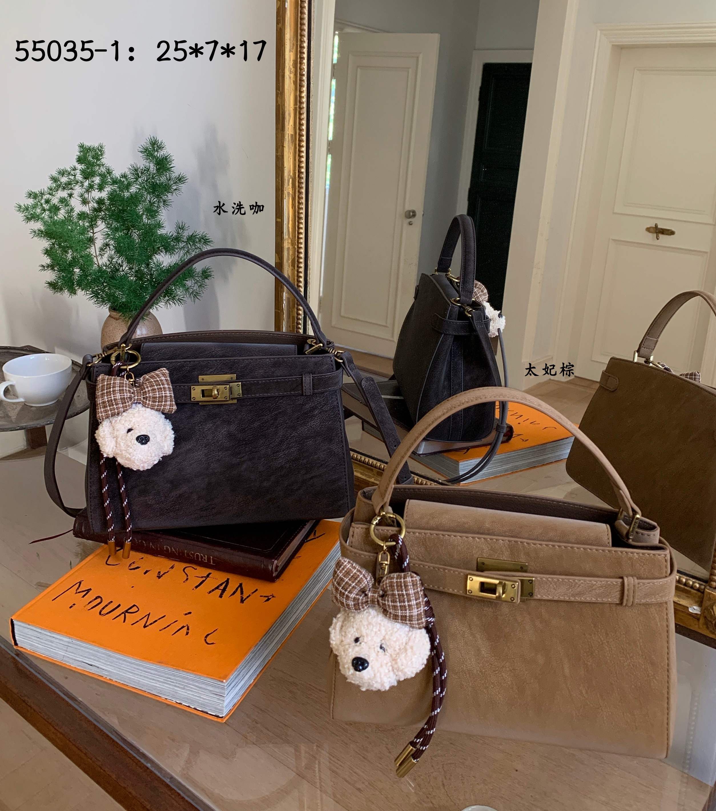 手提复古休闲锁扣质感女包2025新款凯莉高级洋气通勤斜挎包潮包