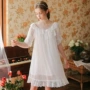 Váy ngủ nữ mùa hè cotton ngắn tay ren gợi cảm lưới mỏng phần lụa băng modal retro công chúa đồ ngủ - Đêm đầm đầm đẹp giá rẻ