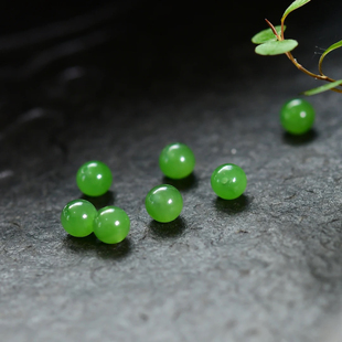 收藏天然和田玉碧玉苹果绿6mm圆珠手串手链男女款玉石珠散珠单珠