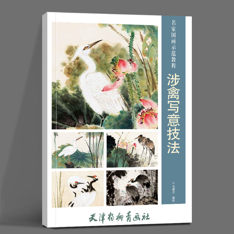 画集临摹展示书籍 仙鹤灰鹭白鹭画法布景构图用笔用色《松风鹤骨》