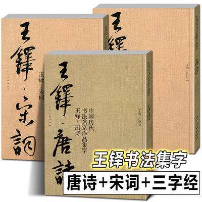 全3册 王铎书法集字唐诗+宋词+宋词 中国历代书法名家作品集字古诗词行书草书真迹高清王铎临圣教序入门教程毛笔临摹字帖正版8开大