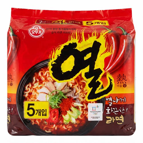 奥土基辣味热拉面韩国进口五连包