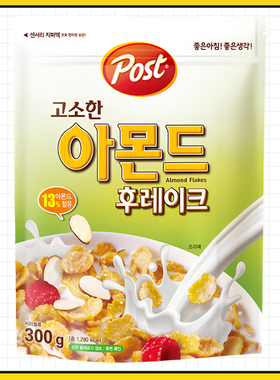 POST扁桃仁味早餐玉米片300g韩国进口东西燕麦片营养坚果泡牛奶