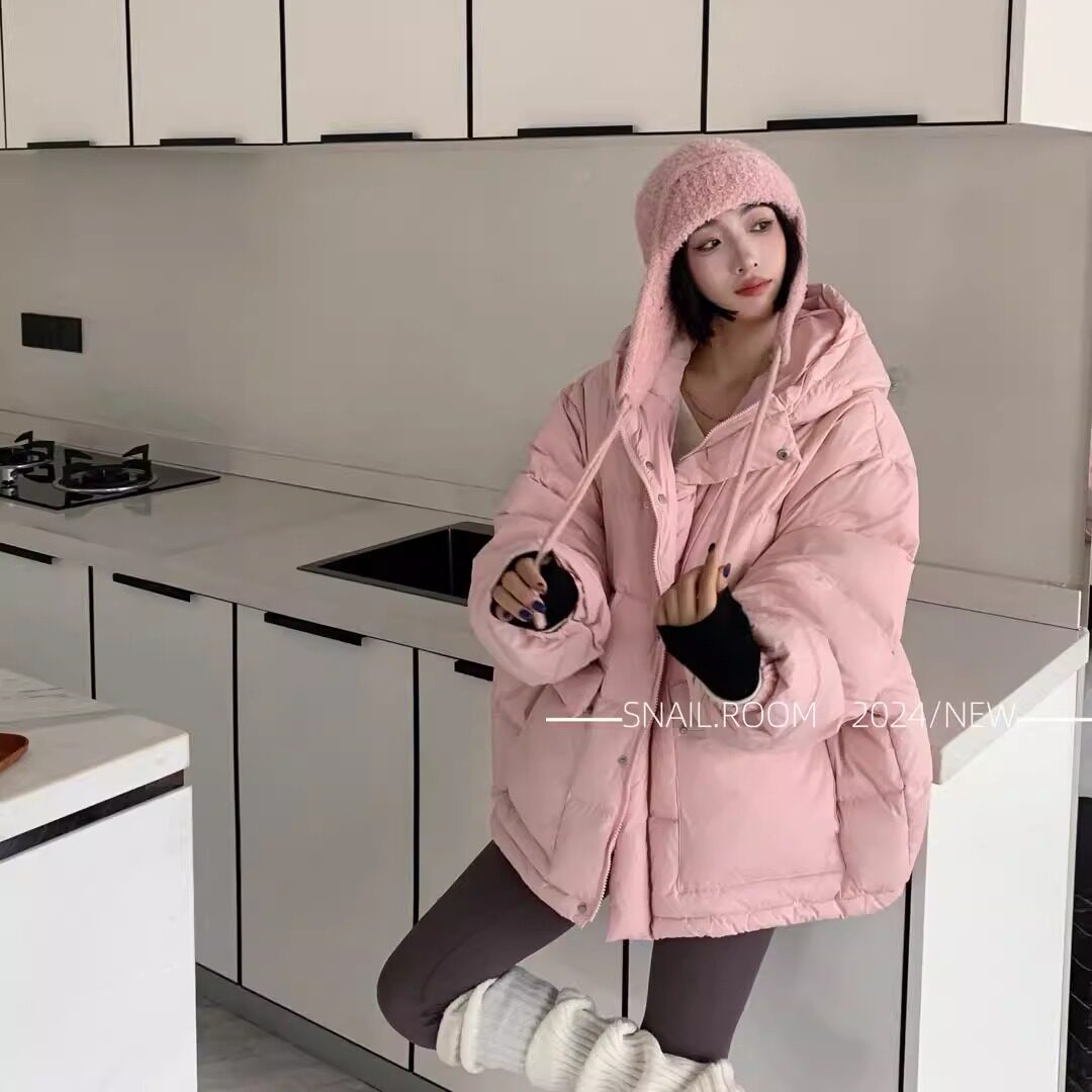 韩版常规连帽白鸭绒羽绒服