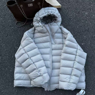 90白鸭绒保暖外套 2025冬新款 韩国连帽排骨款 双拉链羽绒服女中长款