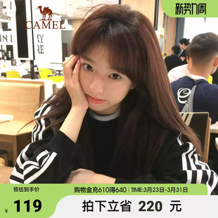 新款 秋季 休闲卫衣三条杠黑白色上衣 T恤男女同款 骆驼运动圆领长袖