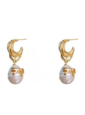 真金电镀银针珍珠耳环法式复古宫廷风耳环时尚耳饰女dingzhi