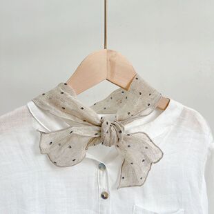 复古文艺亚麻丝巾韩系百搭长条飘带时尚领巾薄款三角护颈围巾配饰