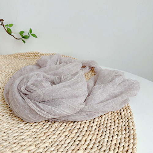 春夏秋冬复古褶皱天丝羊毛纯色围巾轻薄透气防晒柔软披肩围脖护颈