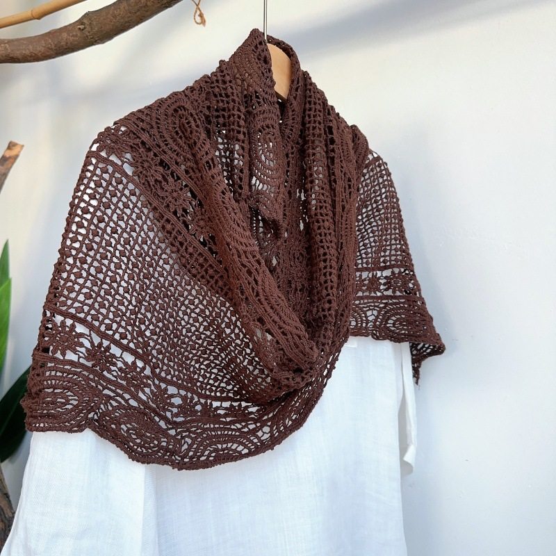 春秋护颈小围巾柔软百搭蕾丝钩花细长针织薄款小披肩冬季韩版保暖