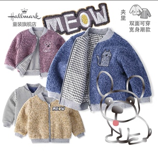 Hallmark贺曼正品秋冬女童女宝大童大码长袖双面穿外套上衣120码
