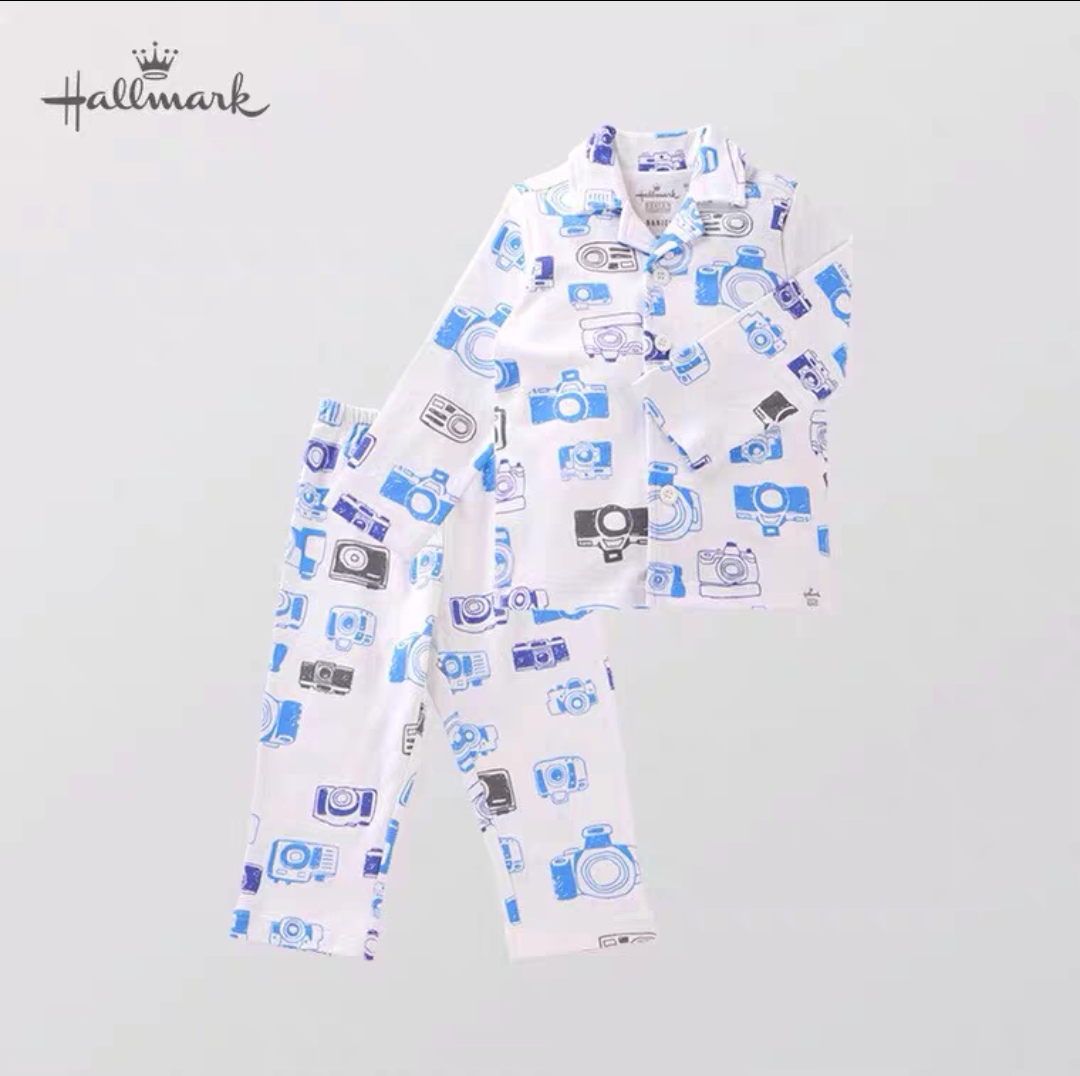 Hallmark贺曼春秋女童男婴儿男宝纯棉长袖秋衣秋裤家居服套装80码
