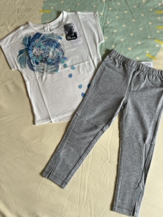 Hallmark贺曼女宝宝女婴儿纯棉薄款短袖分体套装上衣裤子100码