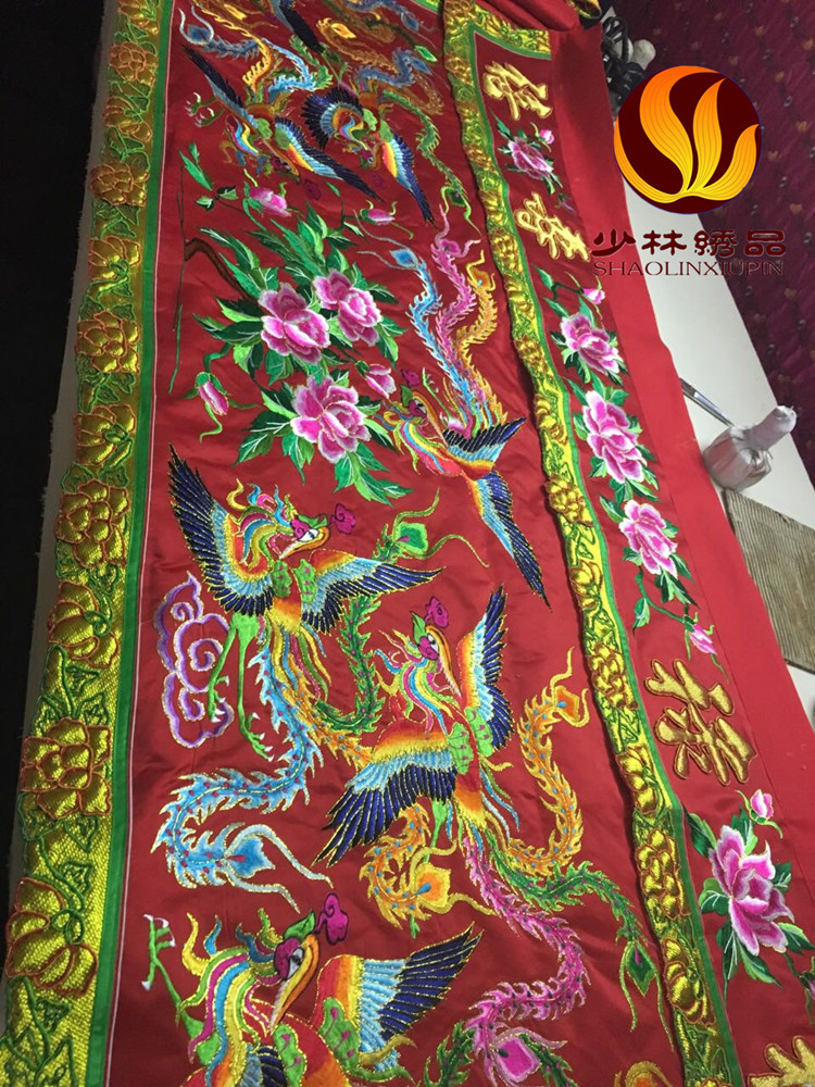 潮绣桌裙少林绣品厚缎厂家定制