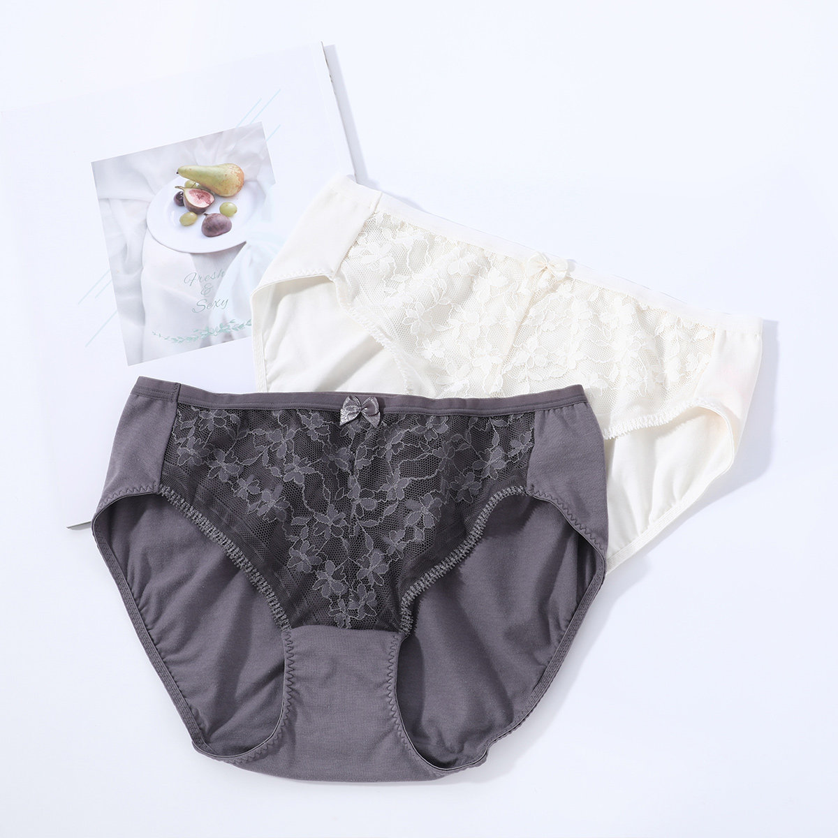 安莉芳旗下安朵性感通透蕾丝棉质低腰内裤女士包臀三角裤h200187