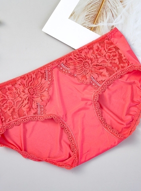 安莉芳女内裤性感蕾丝边舒适中低腰三角裤E12081红色