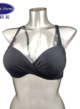 安莉芳E19231配套光面皱褶设计厚杯聚拢文胸 EB1923 黑色