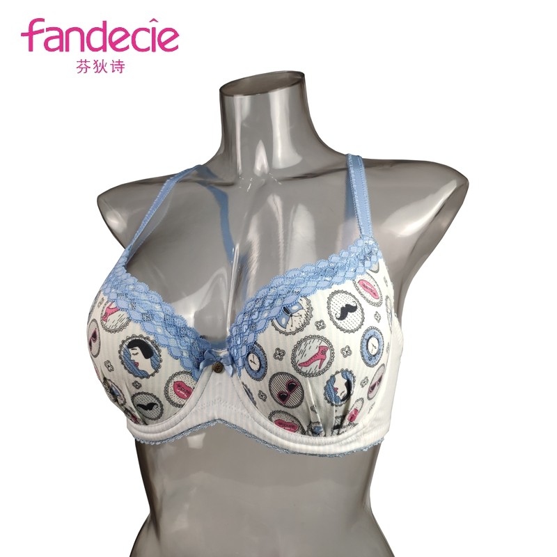 芬狄诗女内衣 卡通少女 蕾丝边 厚杯聚拢上托文胸fb0664吊牌价219