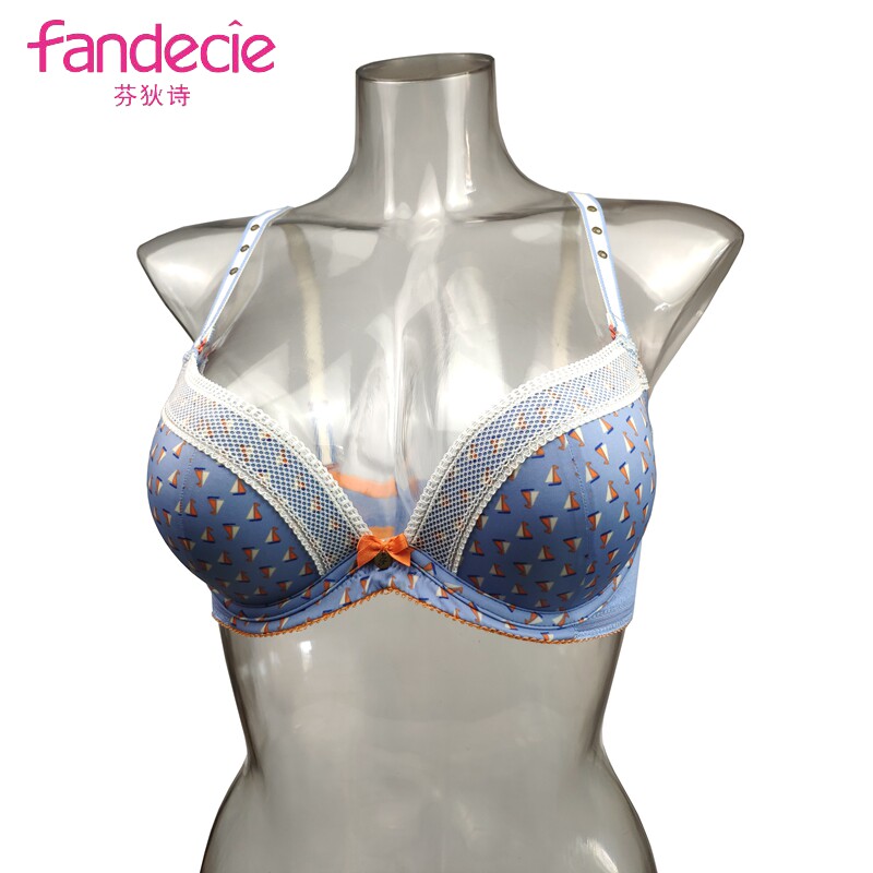 芬狄诗海军风少女内衣厚杯聚拢文胸fb8239 现货
