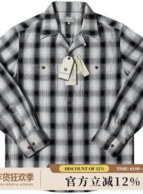 Mvc&Co.匠织JP进口定织面料230克黑白格衬衫古巴领长袖Rugged武骨