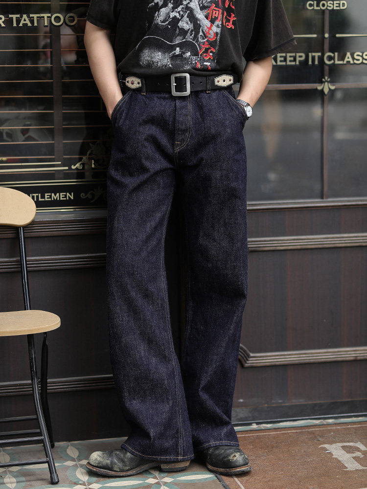 16.5OZ CATTLE BREEDING HIGH-END MENS RED-EARED DENIM JEANS MID HIGH WAIST SLIM STRAIGHT WIDE-LEG PANTS MBBCAR NARROW