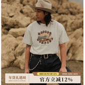 西部系列240克非食毛康丽直喷印花铜氨丝毛绒花灰T恤 MBBCAR窄幅