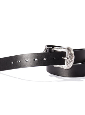 套装电镀唐草纹头层皮腰带 柒名氏品牌原创设计复古植鞣皮皮带