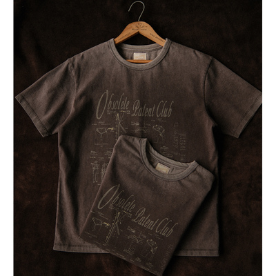 VTG系列做旧水洗深灰245克32支双纱过期专利短袖T恤 MBBCAR窄幅