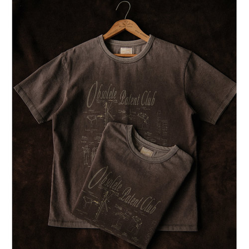 VTG系列做旧水洗深灰245克32支双纱过期专利短袖T恤 MBBCAR窄幅