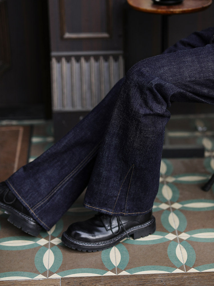 16.5OZ CATTLE BREEDING HIGH-END MENS RED-EARED DENIM JEANS MID HIGH WAIST SLIM STRAIGHT WIDE-LEG PANTS MBBCAR NARROW