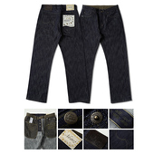 MBBCAR 12周年限定15OZ左斜破斜赤耳701直筒微锥裤 窄幅 十二章纹