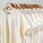 T恤米白简约打底衫 窄幅MBBCAR 日本重磅厚实纯棉面料圆领短袖 男女