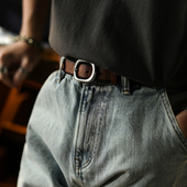 水洗做旧意大利植鞣手工头层牛皮 铜针扣美式 复古腰带柒名氏