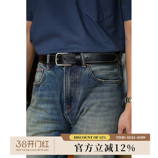 高级真皮皮带男头层牛皮潮时尚百搭休闲西装裤腰带潮ins柒名氏