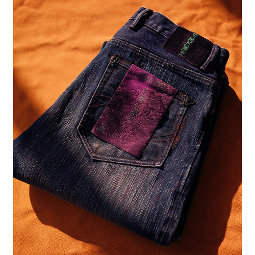 马年限定20.9OZ丝绸之路经纬双染紫纱竹节水洗705M阔腿牛仔裤 MMC