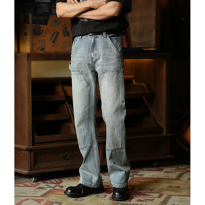 MBBCAR窄幅复古伐木工装微喇裤