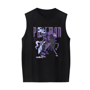 任天堂精灵宝可梦周边T恤灵幽马联名无袖背心男学生夏季纯棉衣服