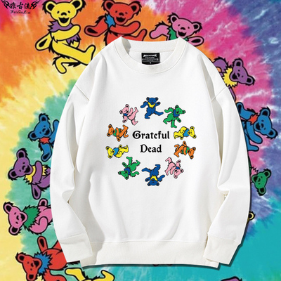 感恩而死Grateful Dead乐队小熊周边卫衣男女秋冬摇滚音乐痛衣服