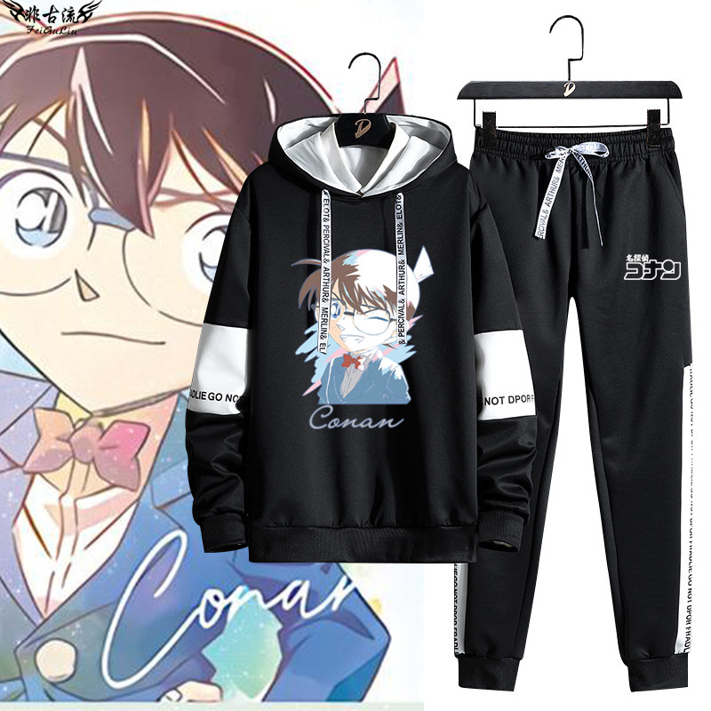 名侦探柯南联名卫衣套装男女秋冬怪盗基德工藤新一灰原哀衣服儿童