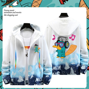 飞哥与小佛动漫周边鸭嘴兽泰瑞联名防晒衣服男女卡通夏季超薄外套
