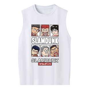 Q版灌篮高手樱木花道安西教练周边无袖T恤男女休闲纯棉背心上衣服