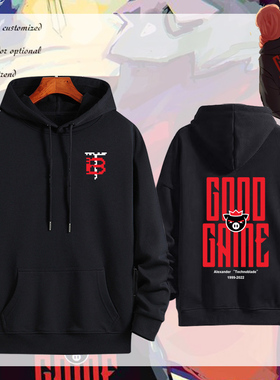 我的世界周边猪皇血神technoblade连帽卫衣男女学生游戏外套衣服