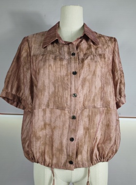 商场同款中年时尚衬衫HB-H303洋气褶皱百搭妈妈衬衣2025夏季女