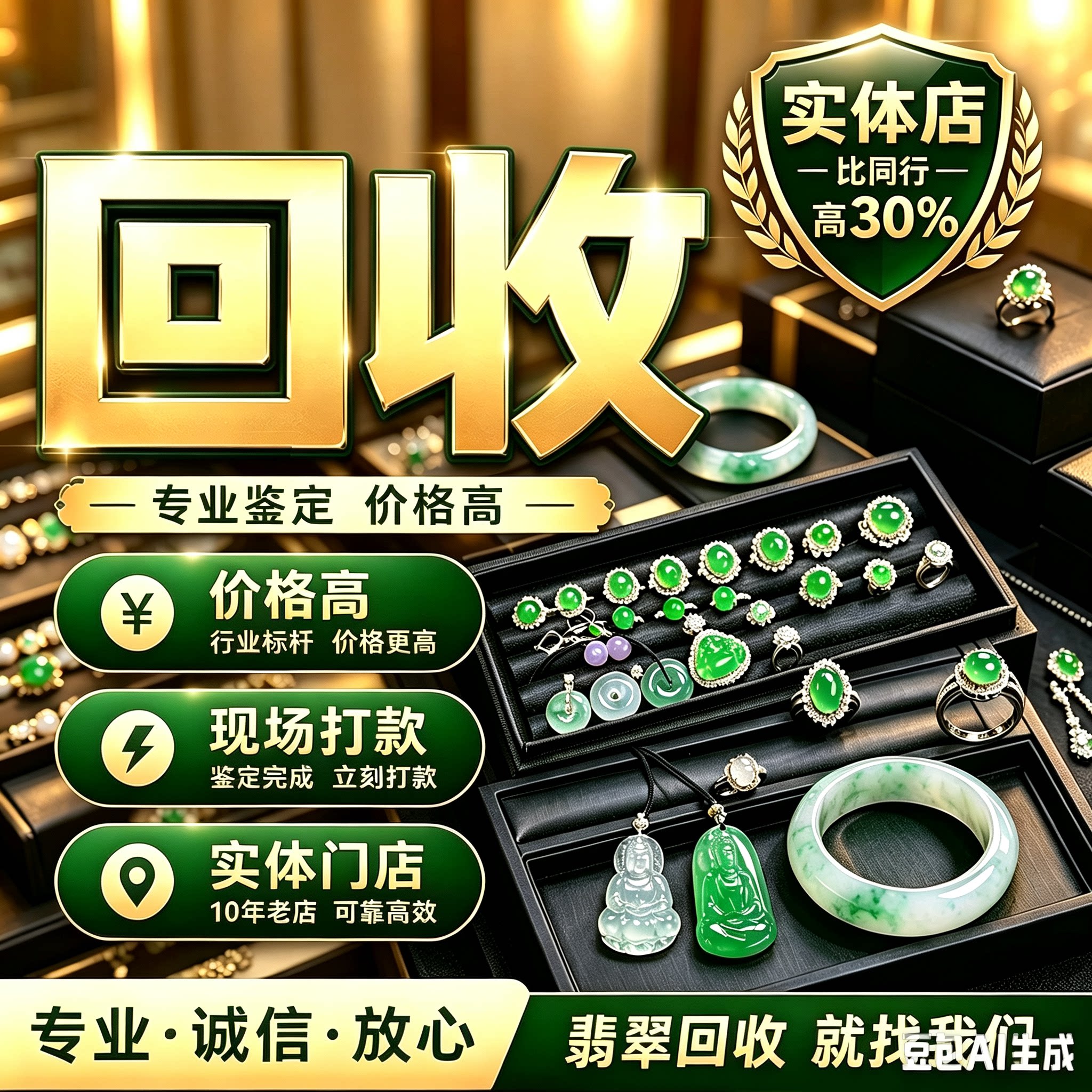 翡翠玉器彩宝高价回收全国可收实缅甸翡翠