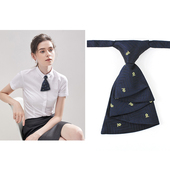 领结职业时尚 双层蓝色小花波点jk平角蝴蝶结领花装 饰女士衬衫 商务