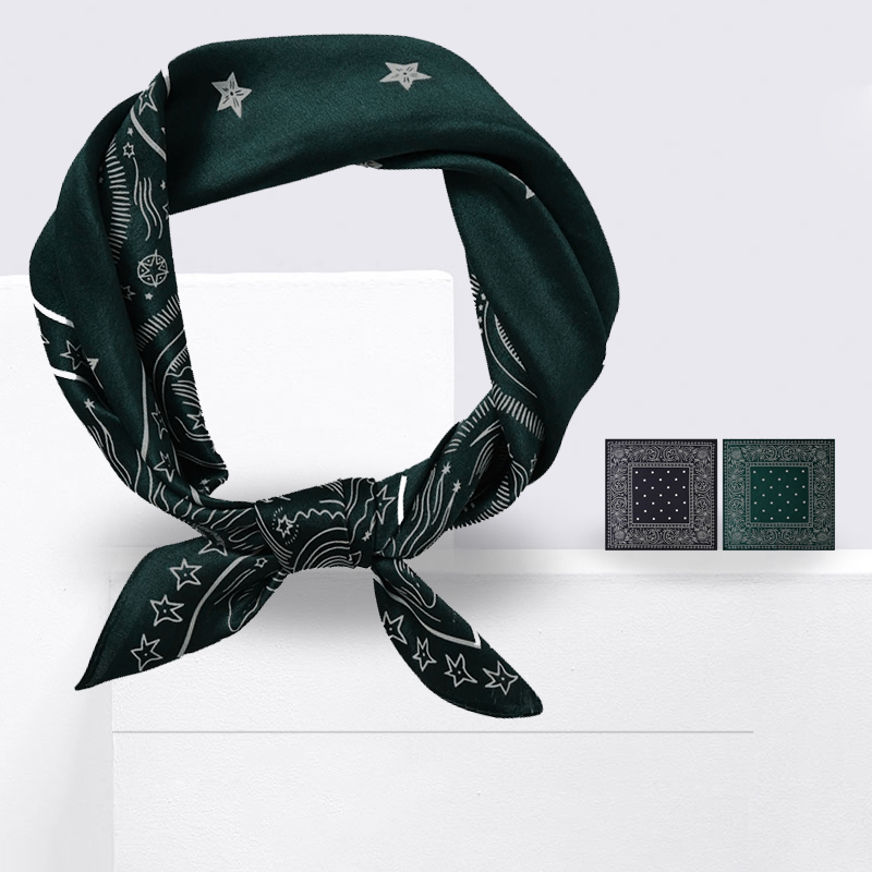 复古黑色墨绿色星辰男士女士真丝