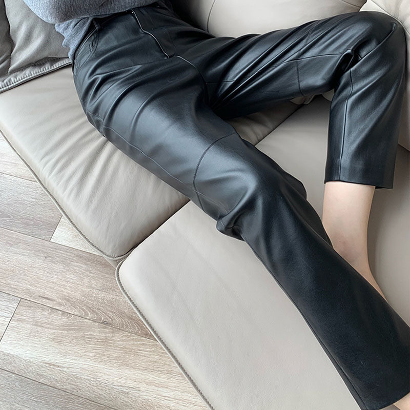 2021秋冬新款保暖帅气时尚神器显瘦黑色高腰九分皮裤女直筒休闲裤,女装/女士精品,休闲裤,淘宝优惠券,粉丝福利购,淘宝优惠卷