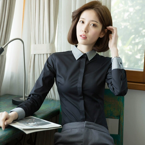 Черная цветная рубашка, осенний ретро сексуальный лонгслив для работы