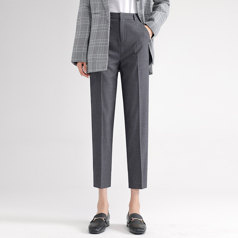 灰色九分西裤女职业藏青工装西装裤上班正装工作烟管直筒西服裤子