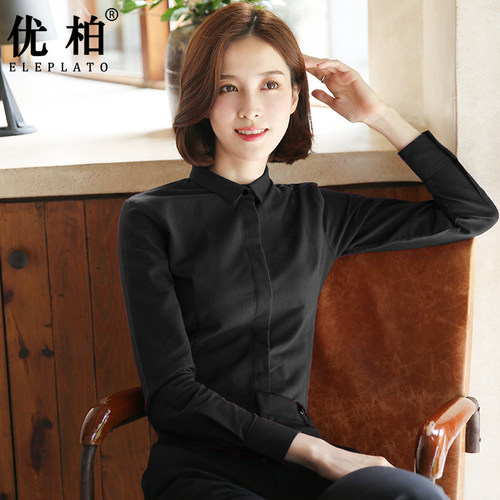 黑色磨毛衬衫女长袖新款高级衬衣